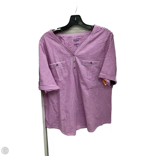 Top Short Sleeve By Croft And Barrow In Striped Pattern, Size: Xl