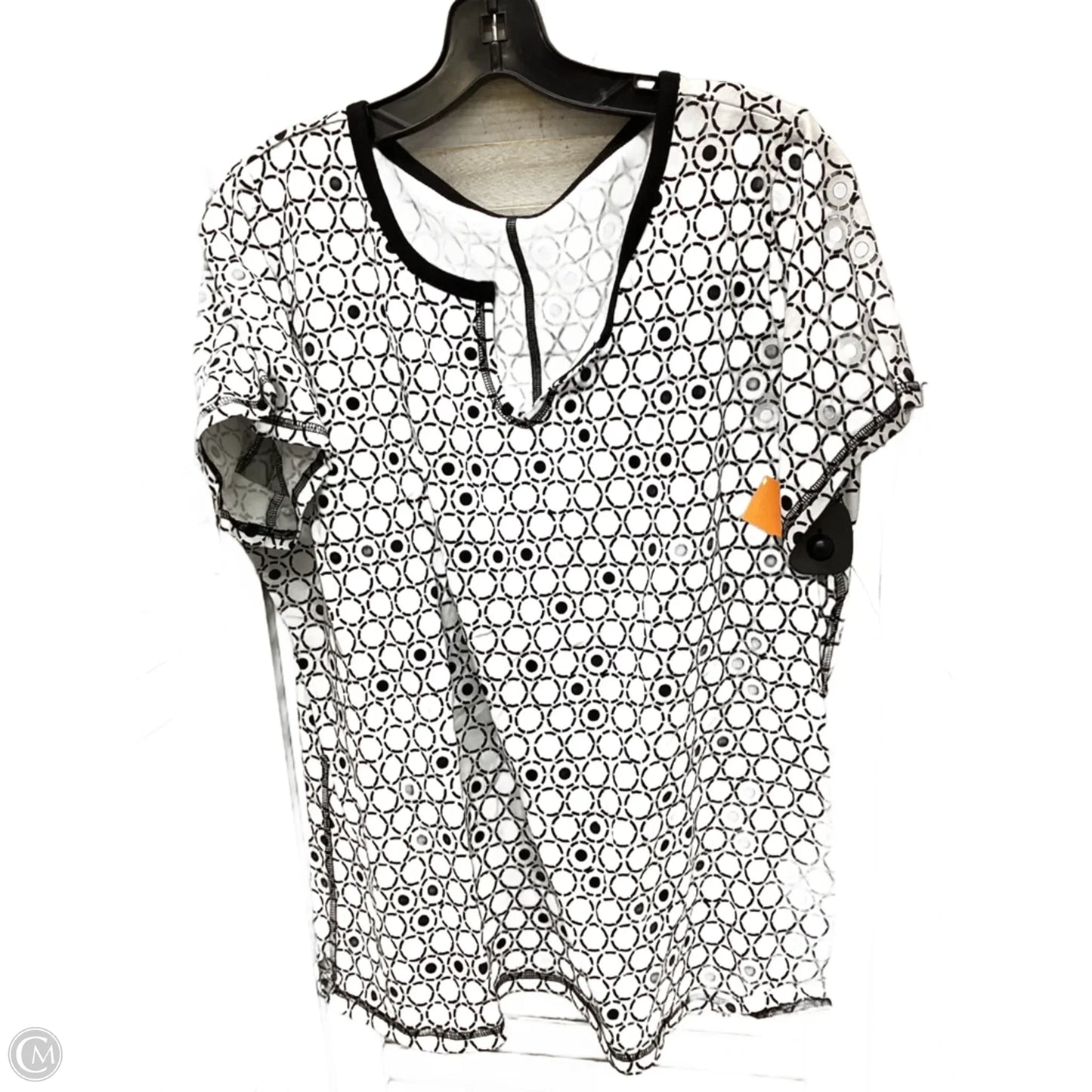 Top Short Sleeve By Talbots In Black & White, Size: 1x