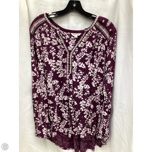 Top Long Sleeve By Lucky Brand In Purple & White, Size: 3x