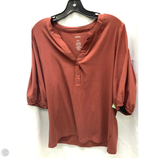 Top Short Sleeve By Sonoma In Brown, Size: Xxl