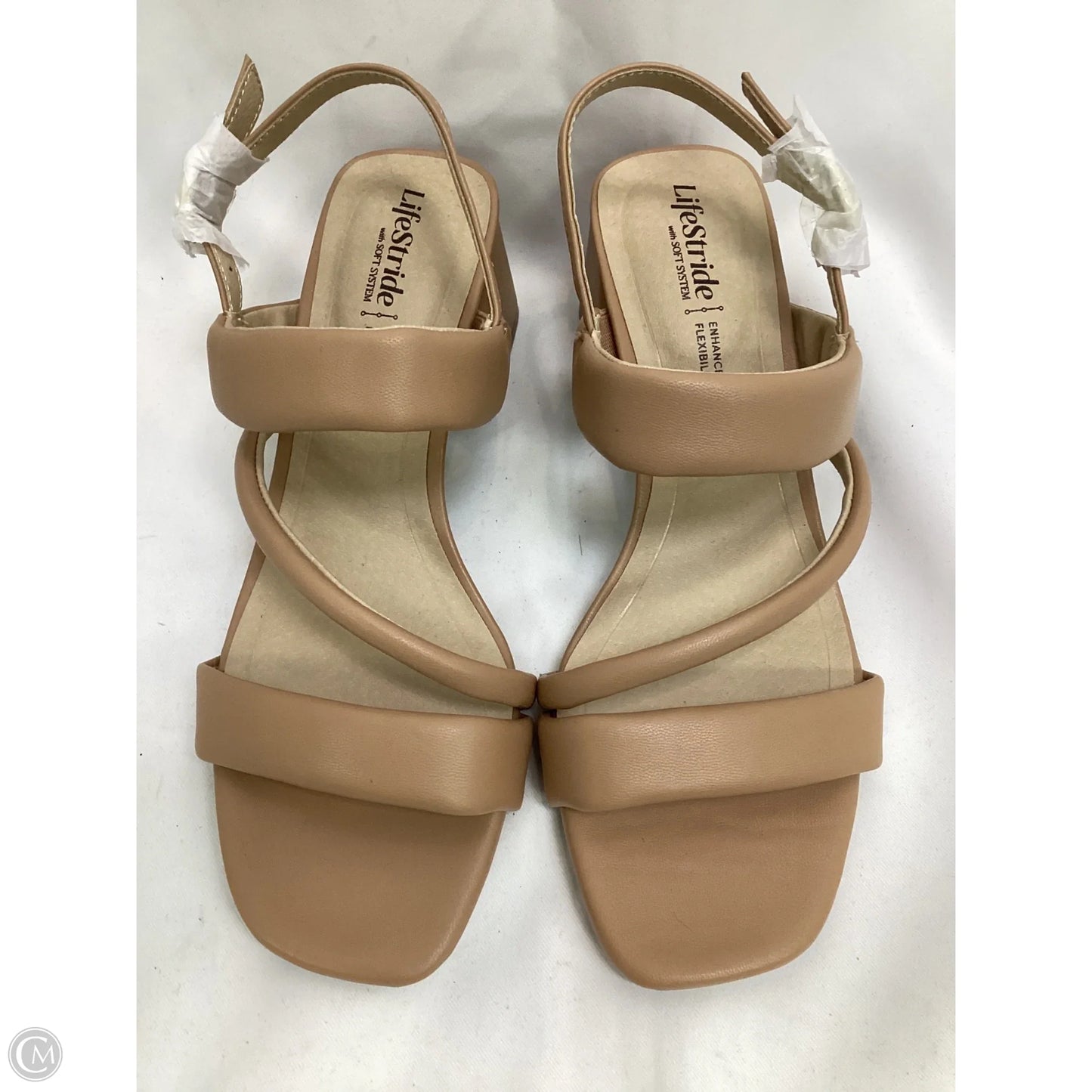 Sandals Heels Block By Life Stride In Tan, Size: 6.5