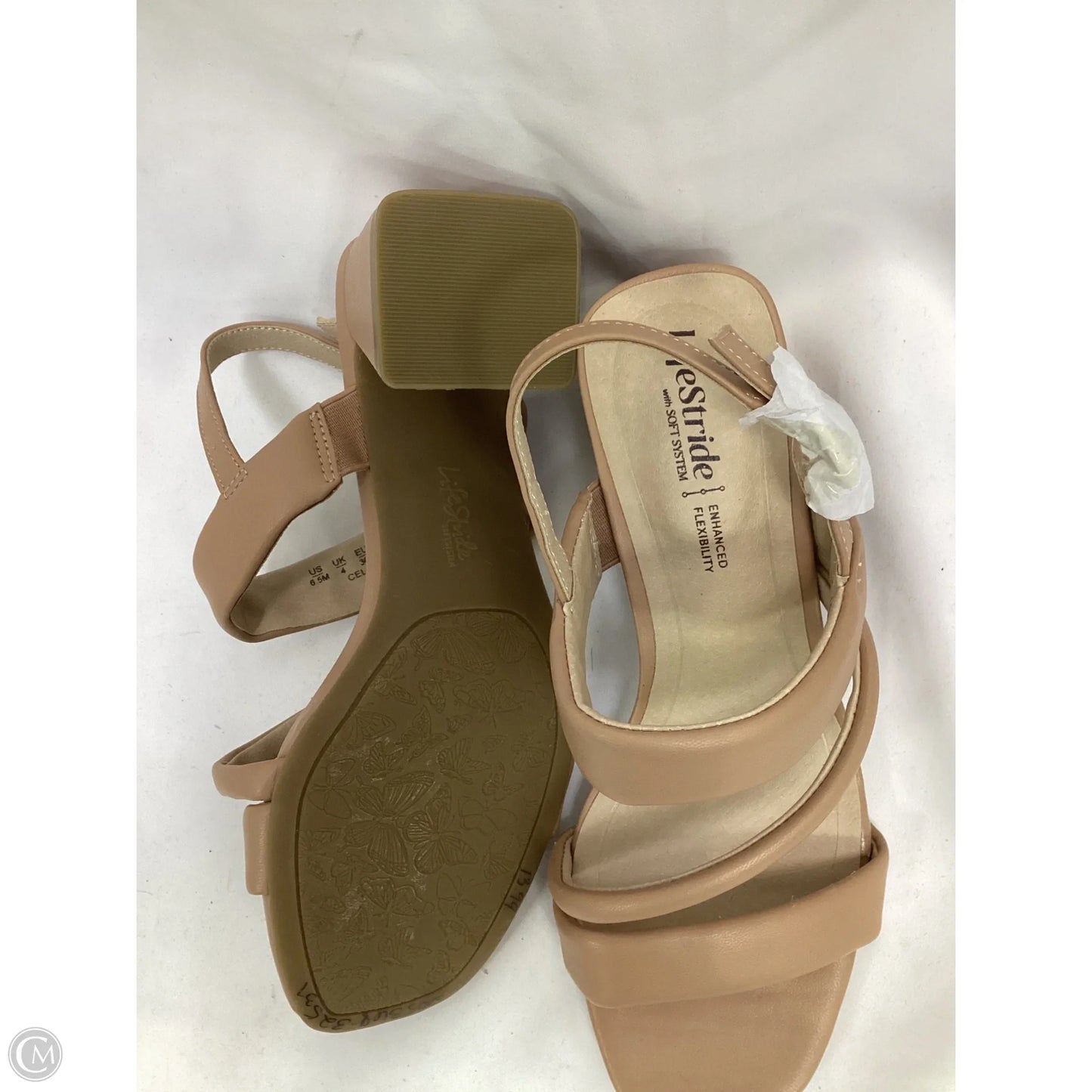 Sandals Heels Block By Life Stride In Tan, Size: 6.5