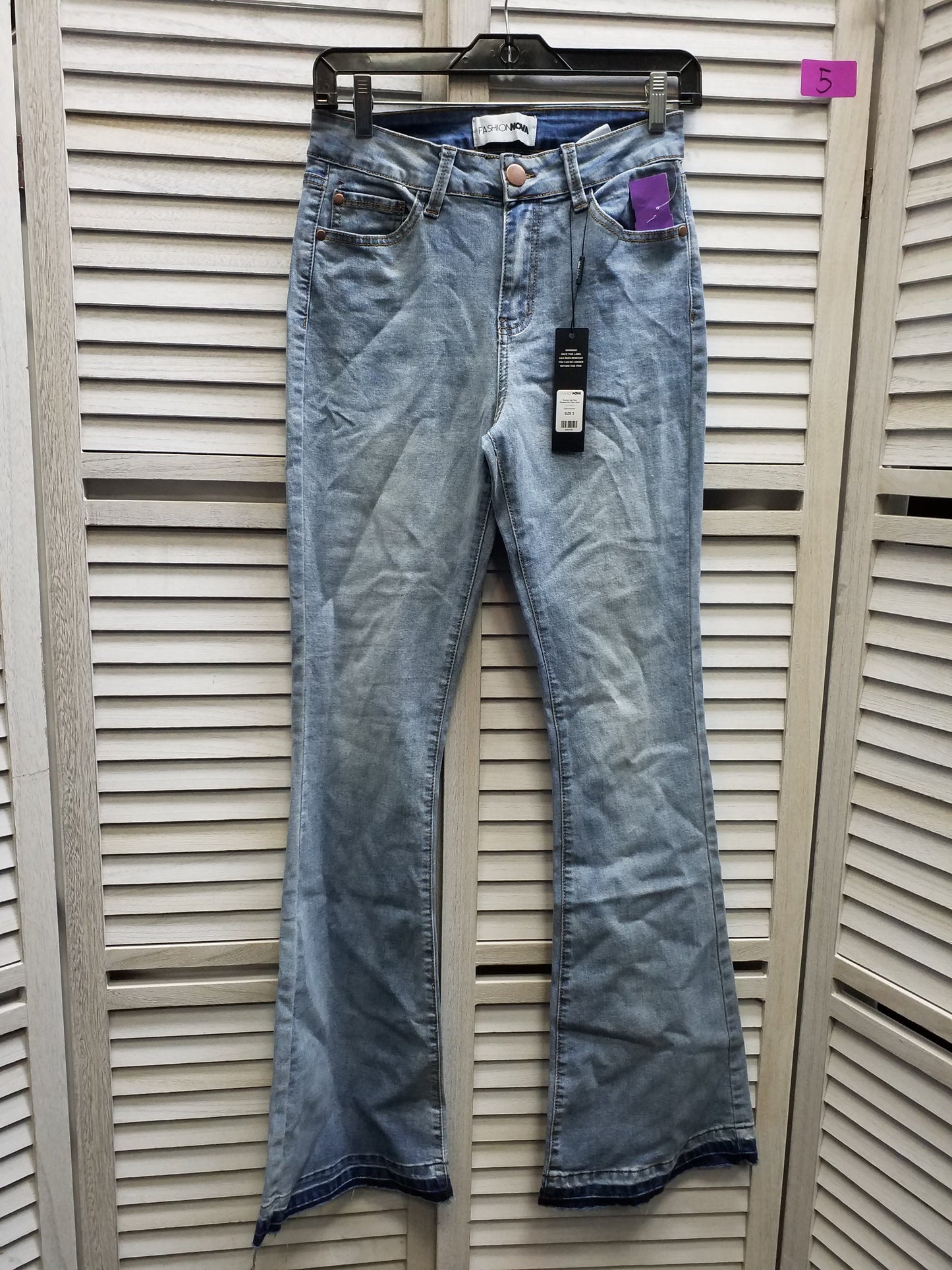 Blue Denim Jeans Straight Fashion Nova, Size 3