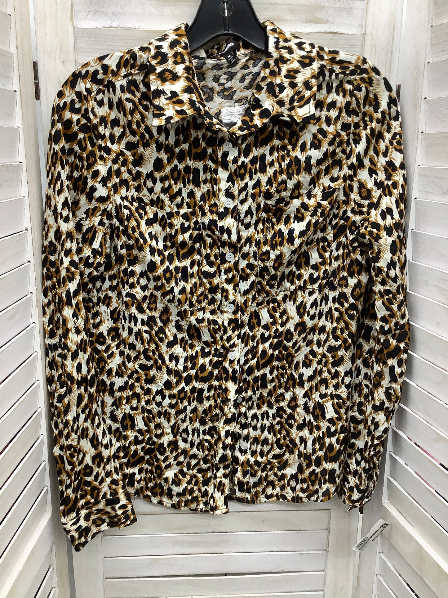 Leopard Print Blouse Long Sleeve Fashion Nova, Size M