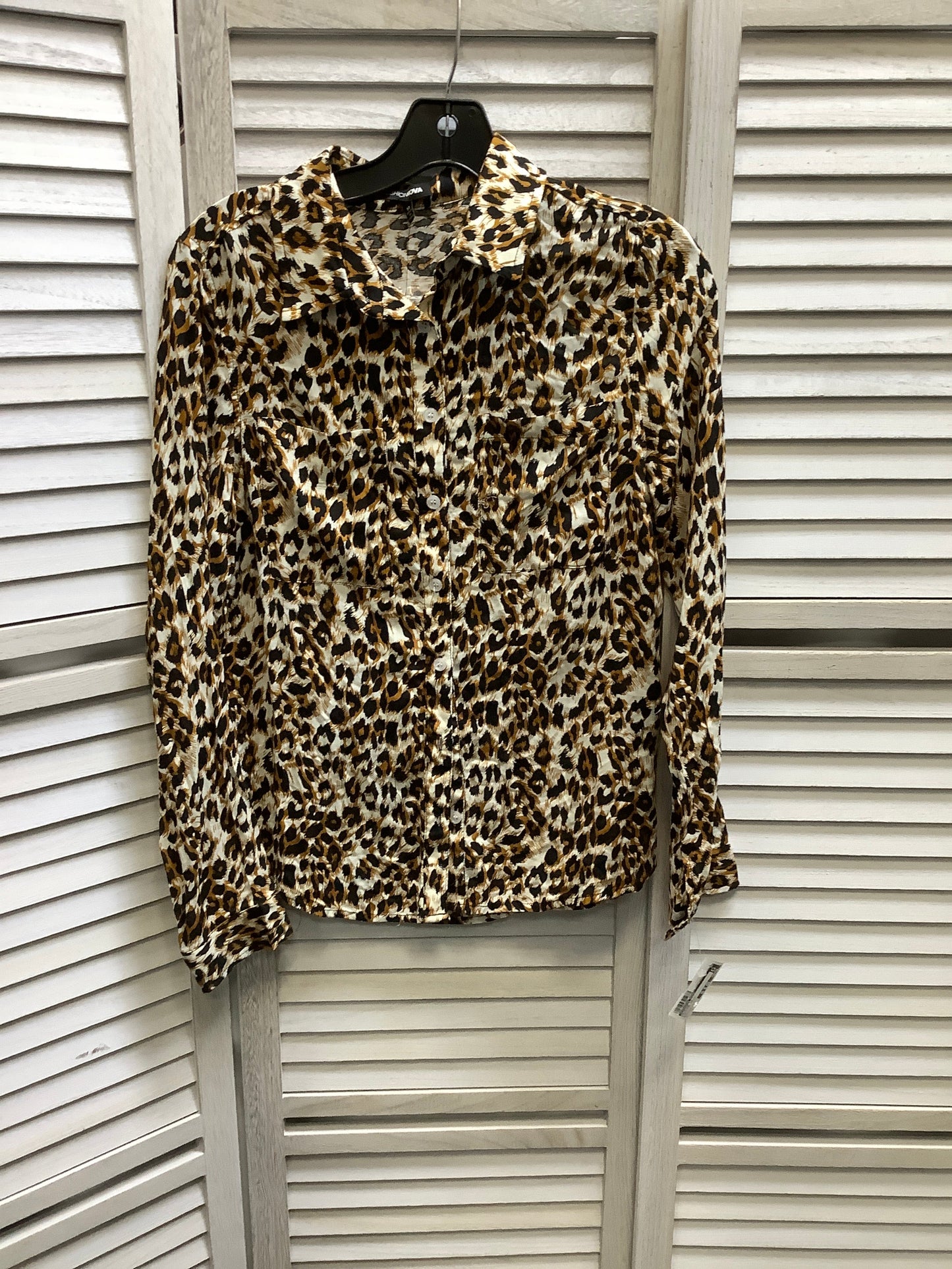 Leopard Print Blouse Long Sleeve Fashion Nova, Size M