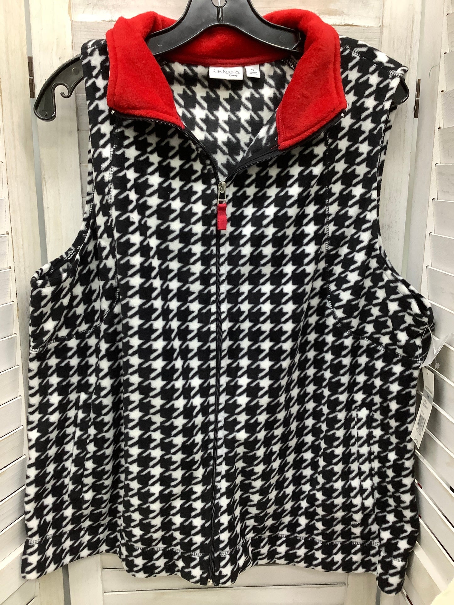 Vest Fleece By Kim Rogers In Black & White, Size: 1x