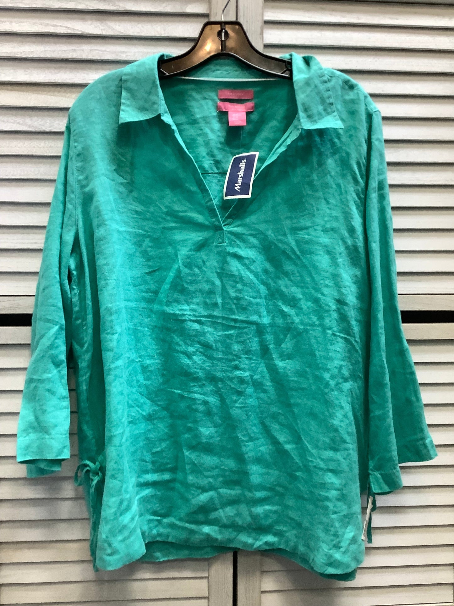 Top Long Sleeve By Isaac Mizrahi In Teal, Size: Xl