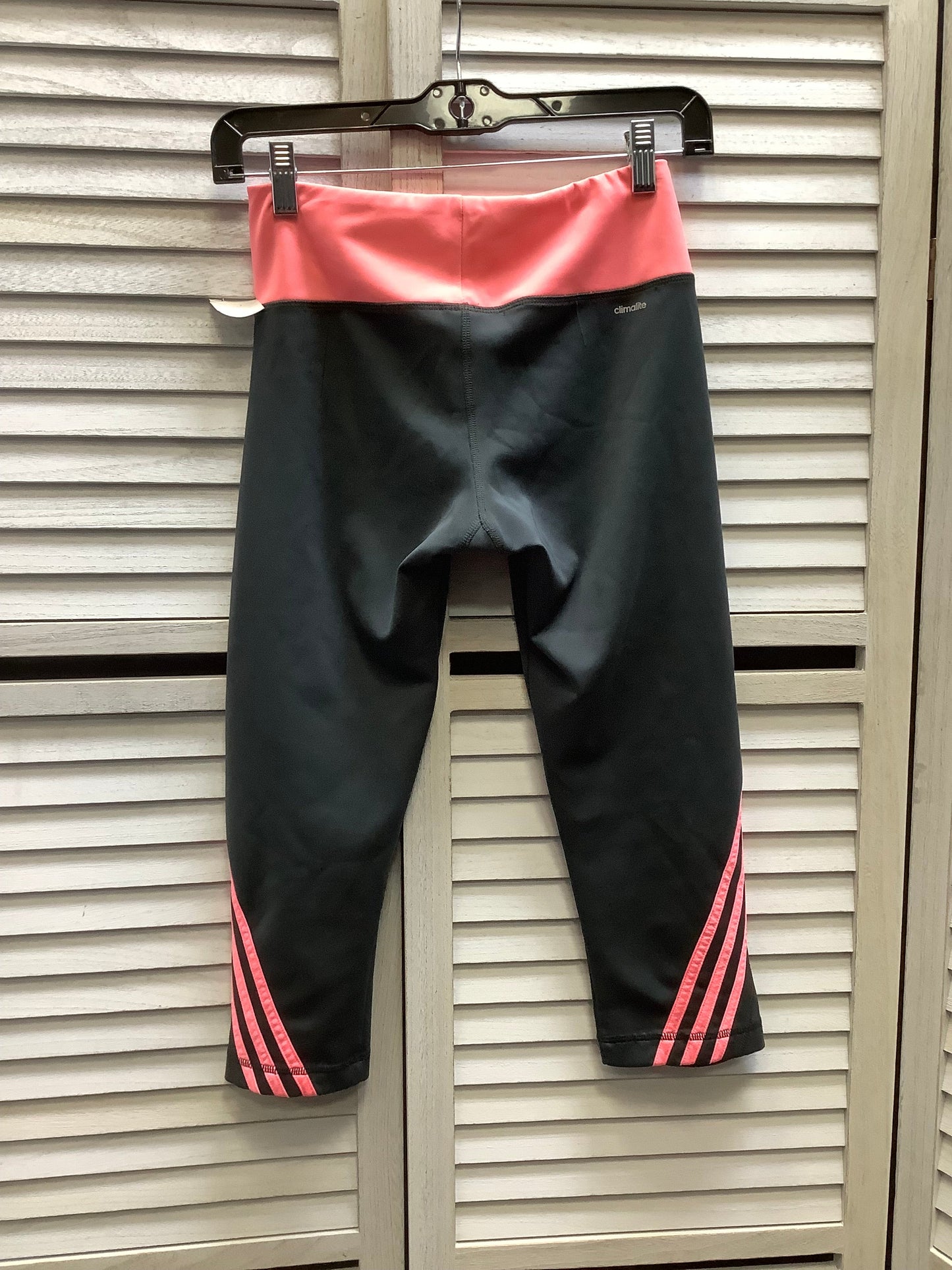 Athletic Capris By Adidas In Grey & Pink, Size: M