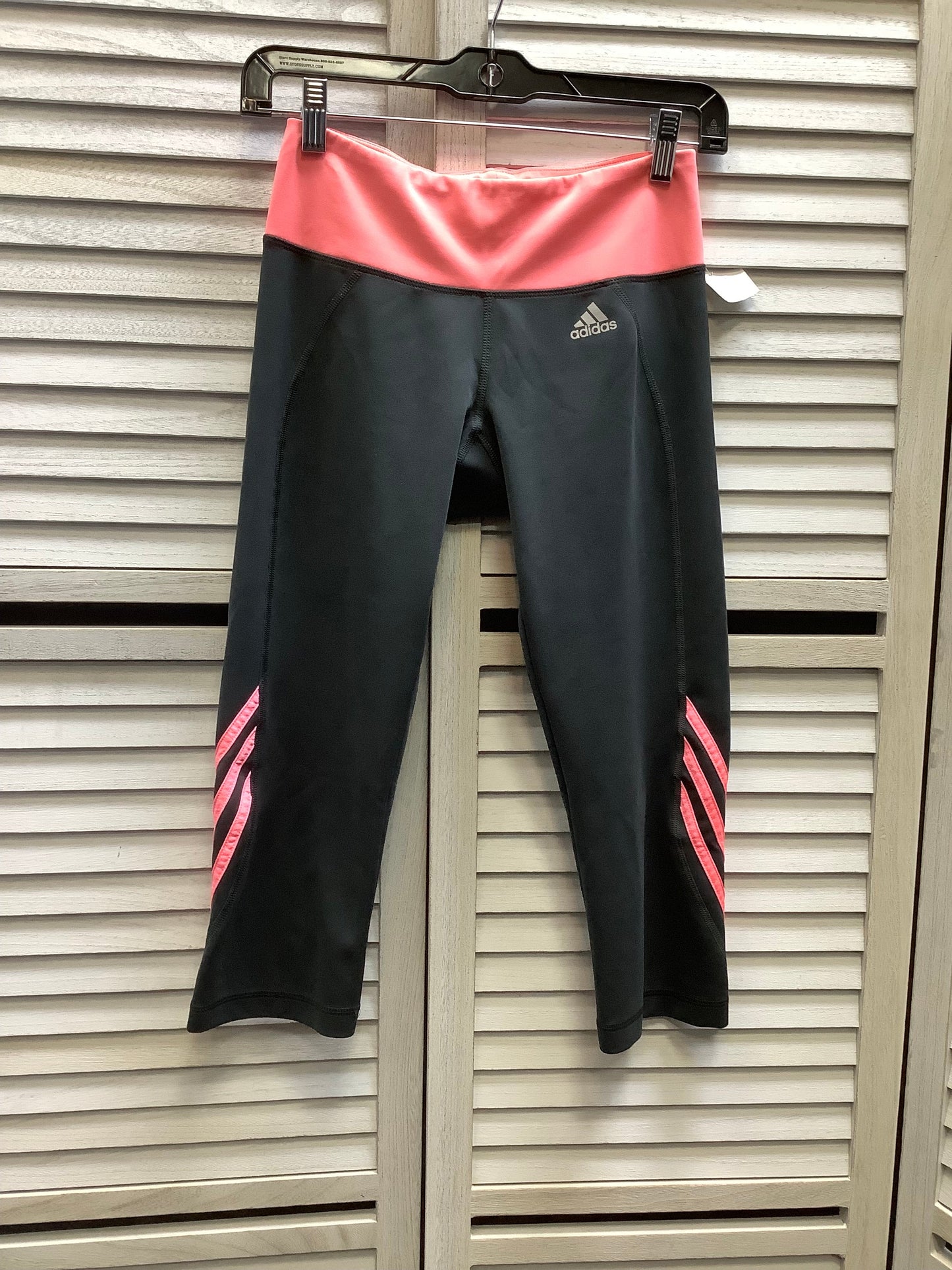 Athletic Capris By Adidas In Grey & Pink, Size: M