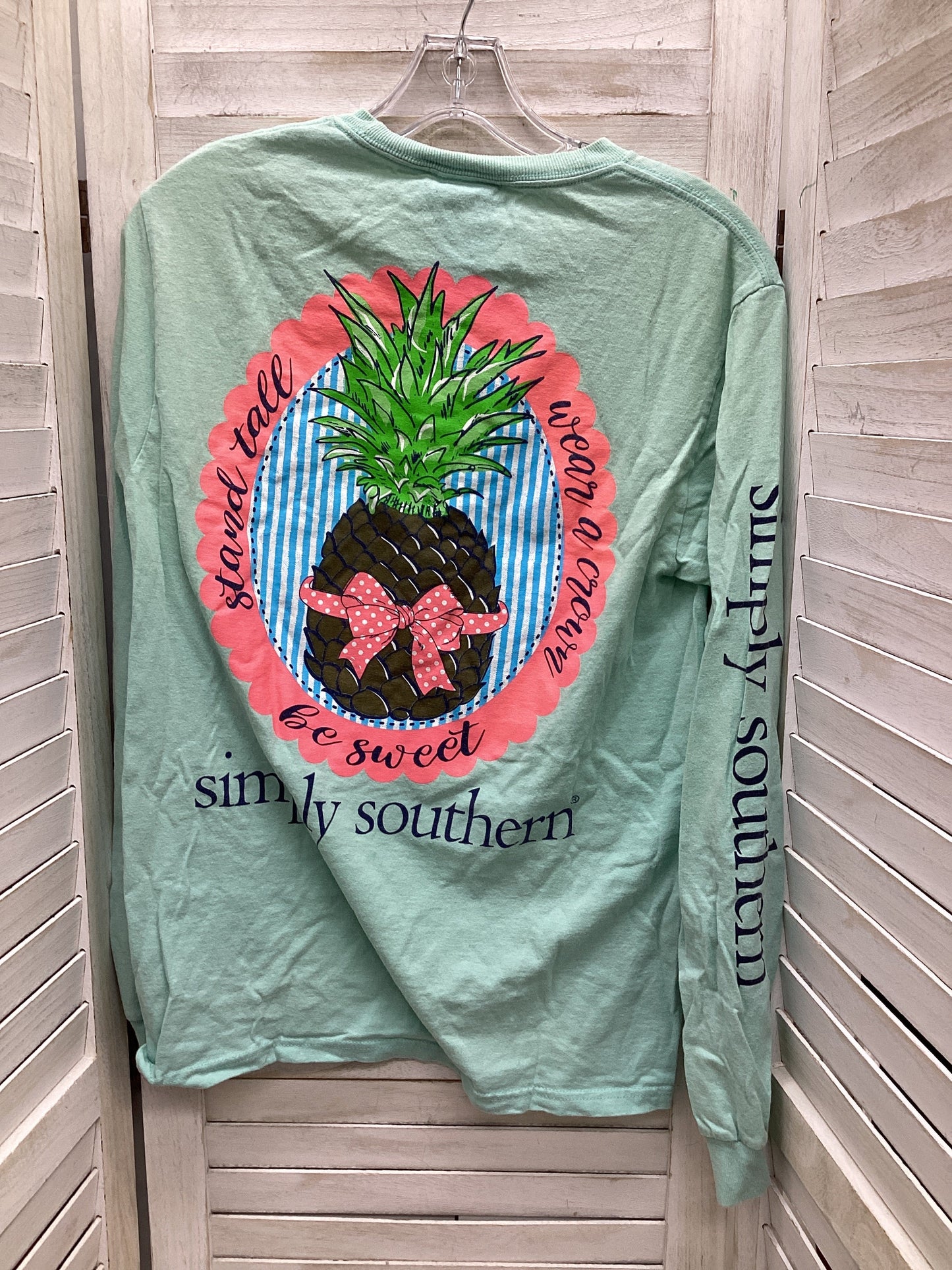 Top Long Sleeve By Simply Southern In Teal, Size: S