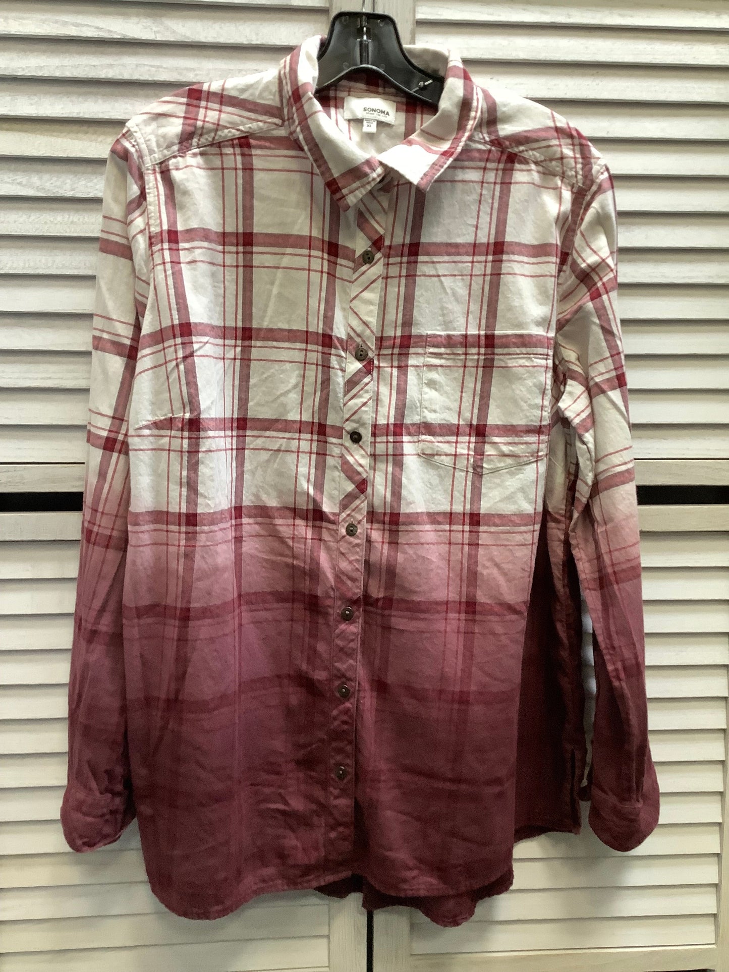 Top Long Sleeve By Sonoma In Plaid Pattern, Size: Xl