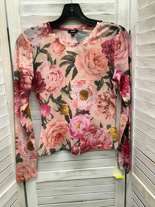 Top Long Sleeve By Express In Floral Print, Size: S