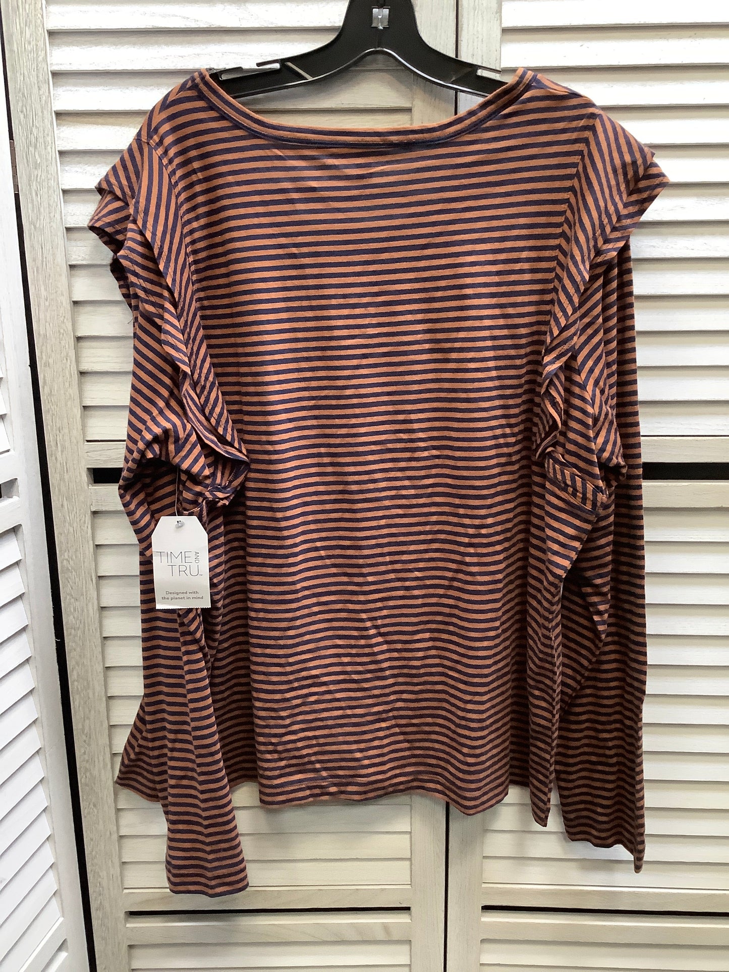 Top Long Sleeve By Time And Tru In Striped Pattern, Size: 3x