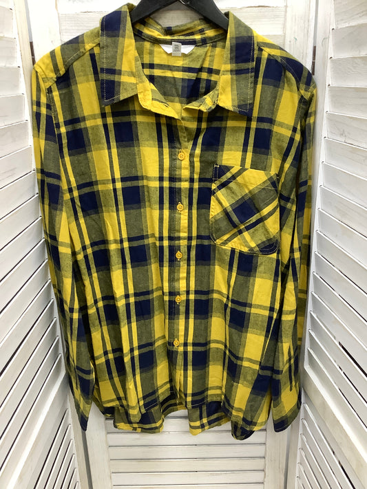 Top Long Sleeve By Time And Tru In Plaid Pattern, Size: Xxl