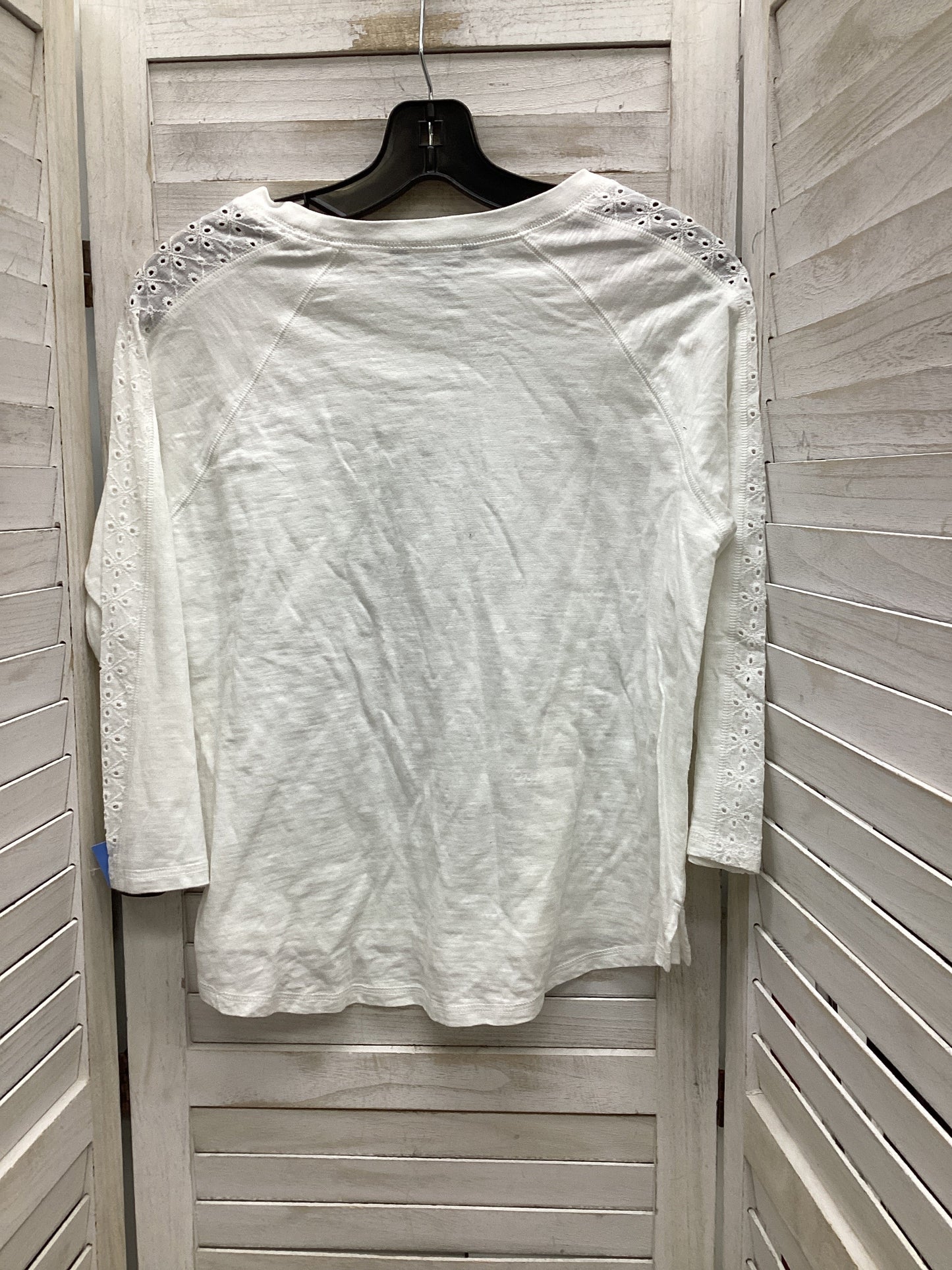 Top Long Sleeve By Eddie Bauer In White, Size: S