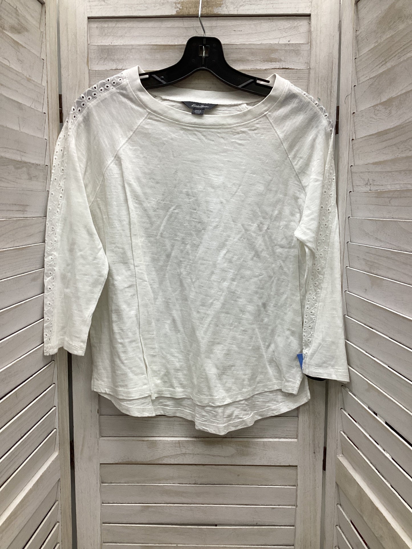 Top Long Sleeve By Eddie Bauer In White, Size: S