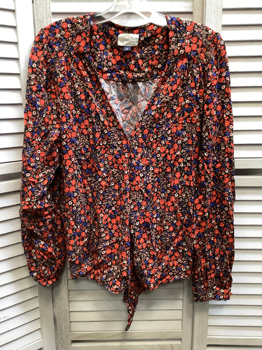 Floral Top Long Sleeve Basic Universal Thread, Size 2x