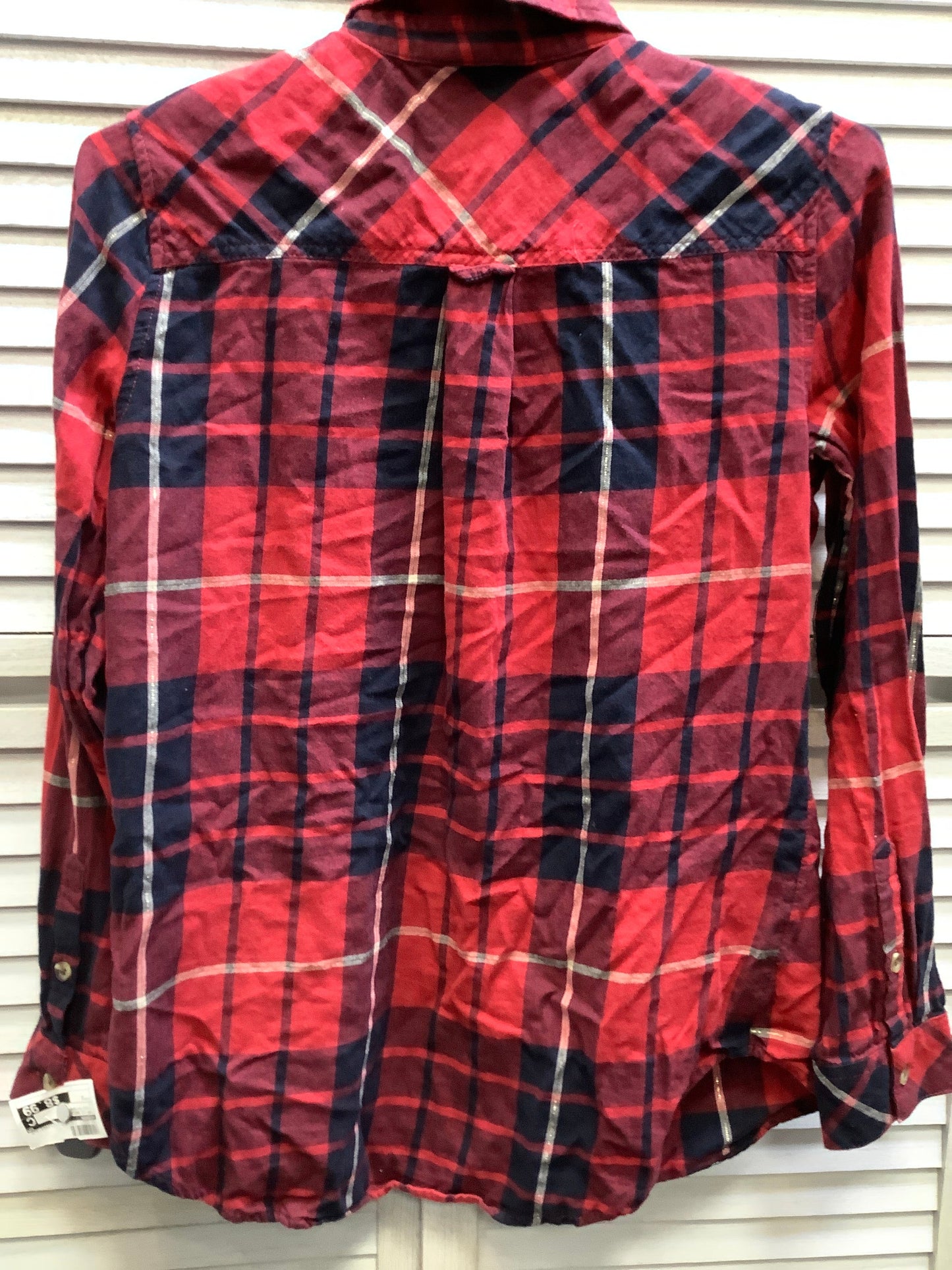 Plaid Pattern Top Long Sleeve Basic Sonoma, Size S