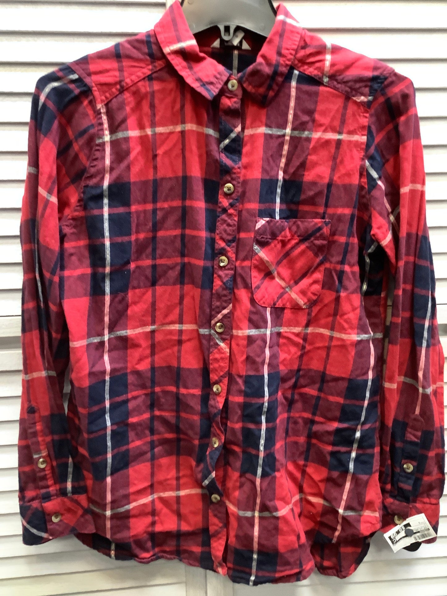 Plaid Pattern Top Long Sleeve Basic Sonoma, Size S