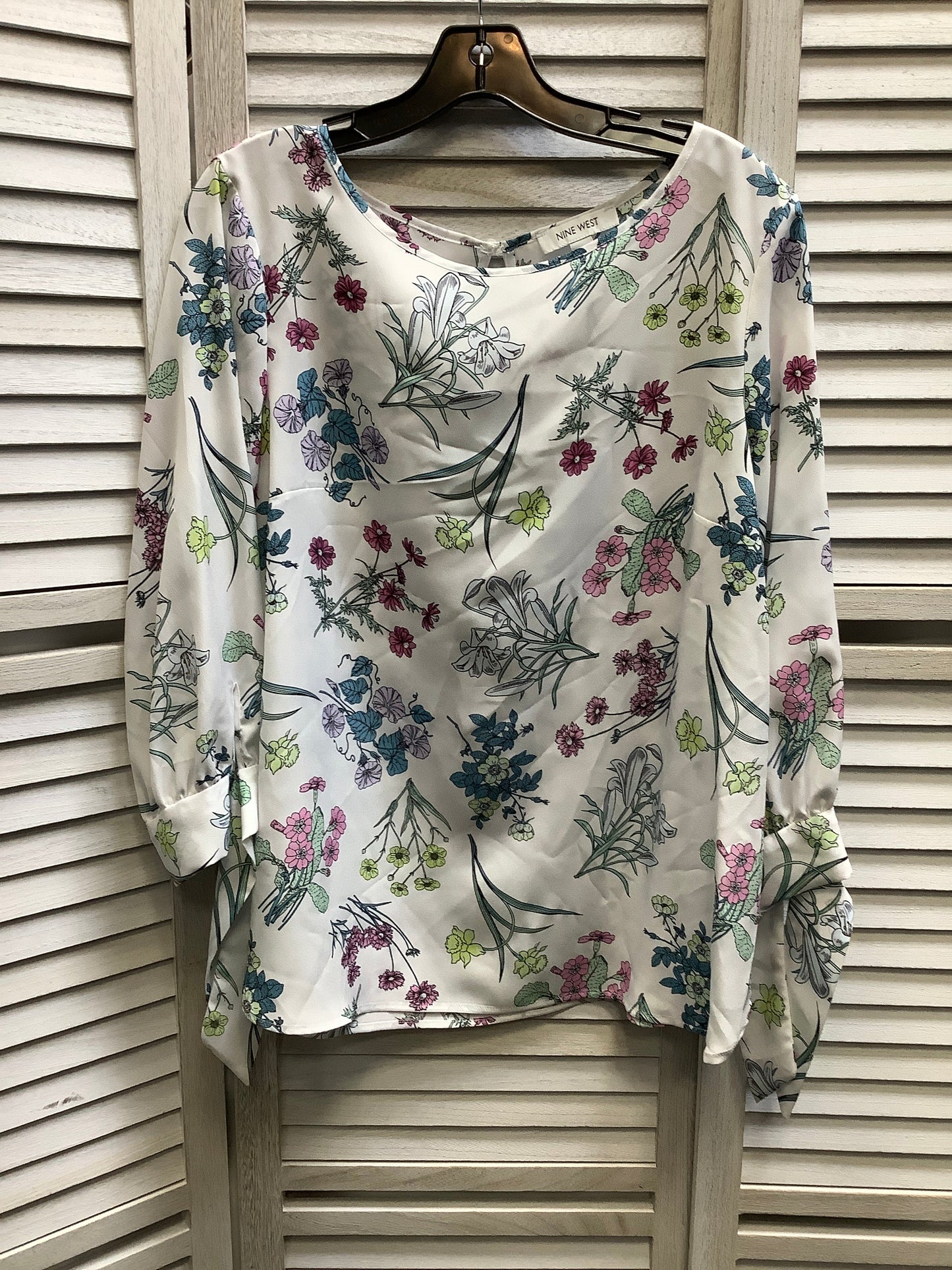 Floral Print Top Long Sleeve Nine West, Size L