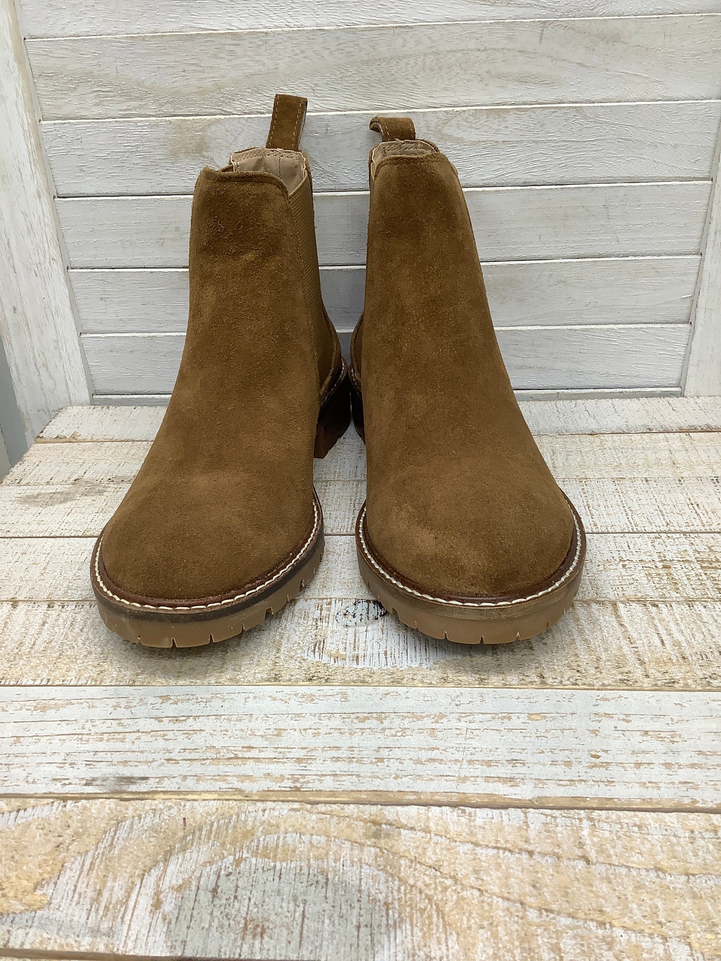 Brown Boots Ankle Flats Steve Madden, Size 6.5