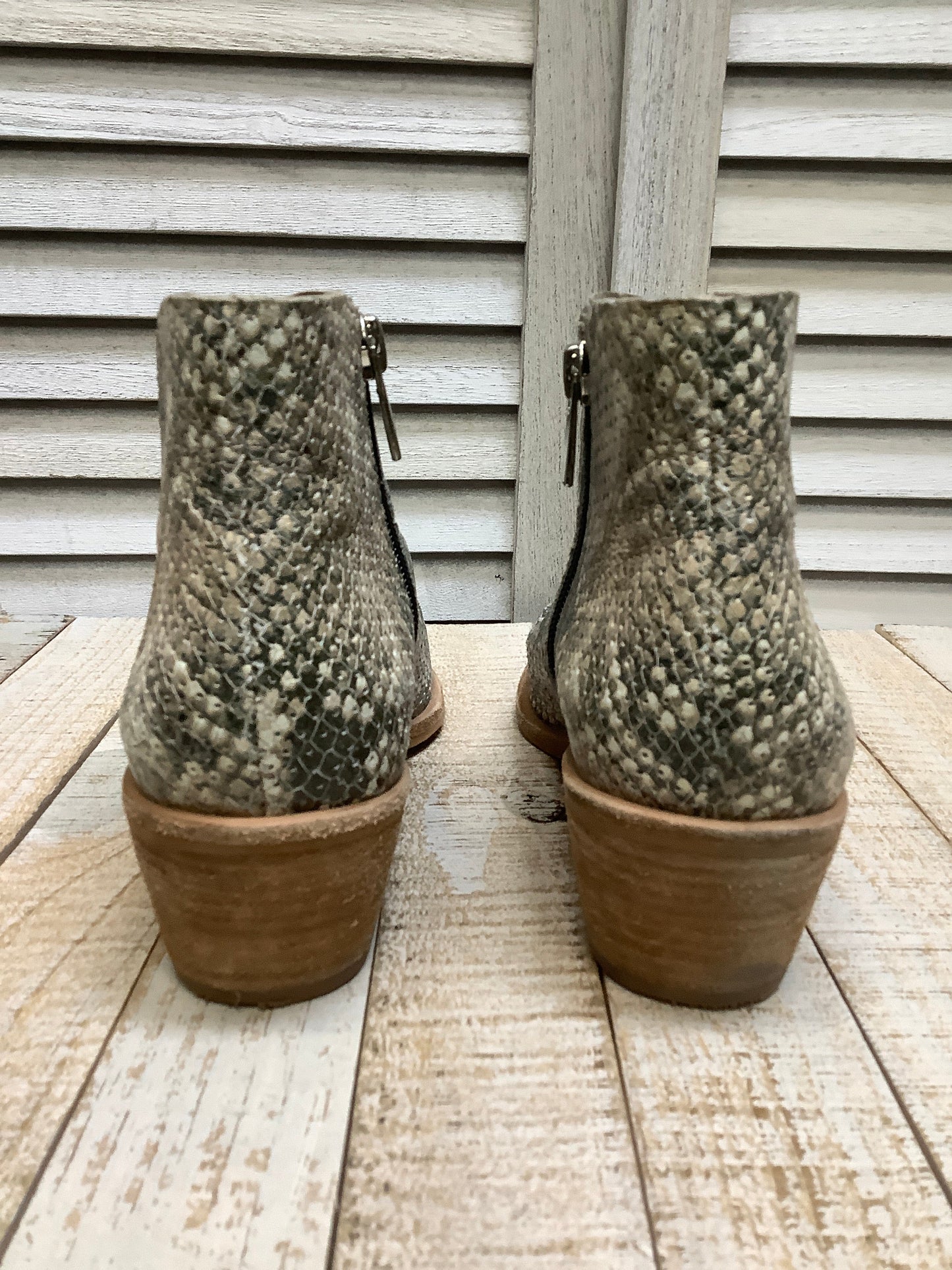 Snakeskin Print Boots Ankle Heels Vince Camuto, Size 7.5