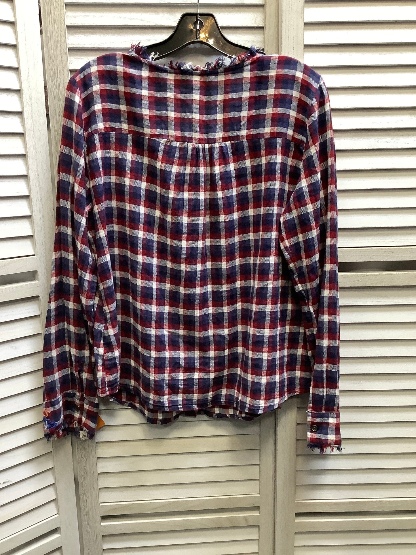 Plaid Top Long Sleeve Basic Clothes Mentor, Size L