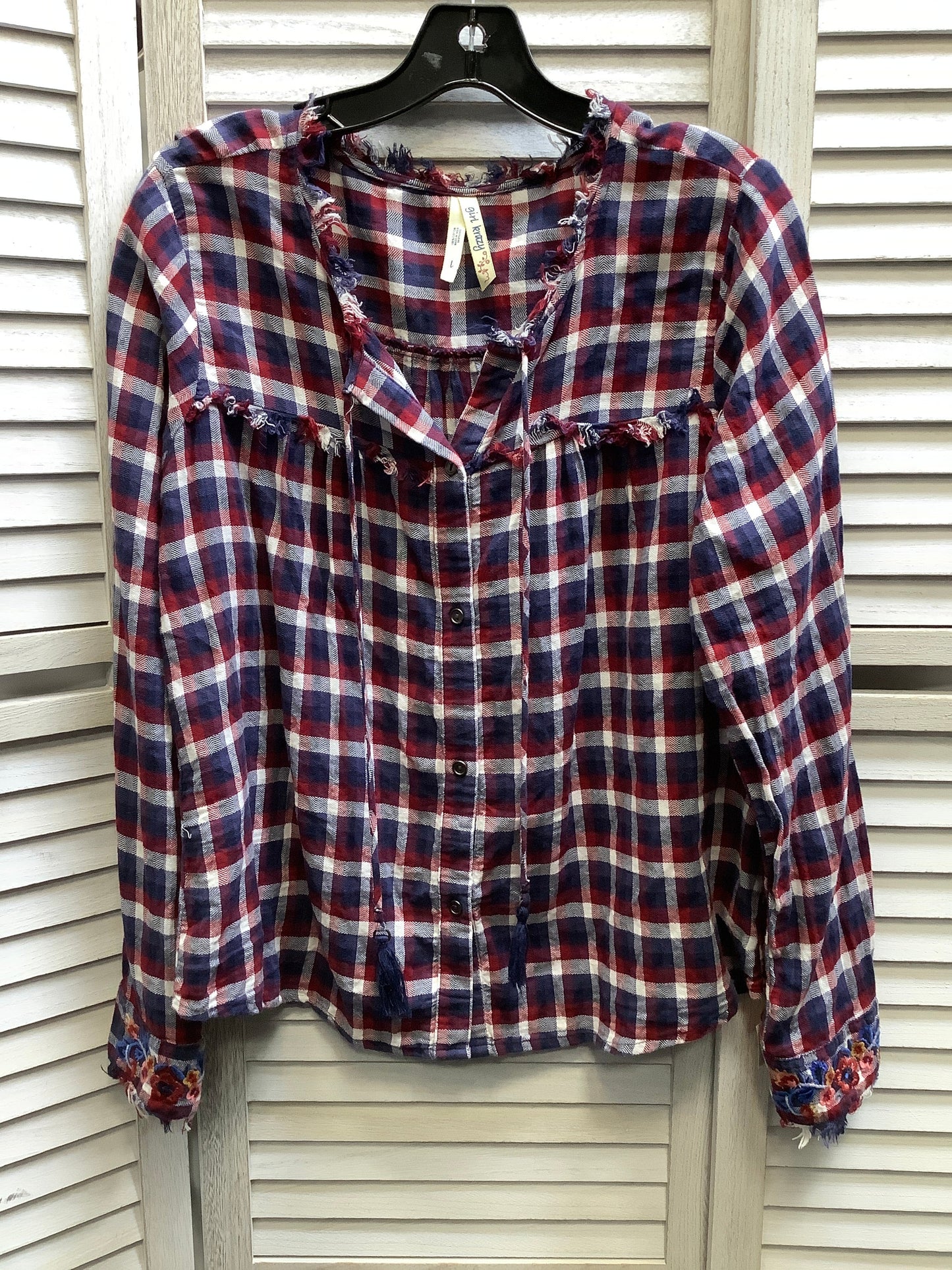 Plaid Top Long Sleeve Basic Clothes Mentor, Size L