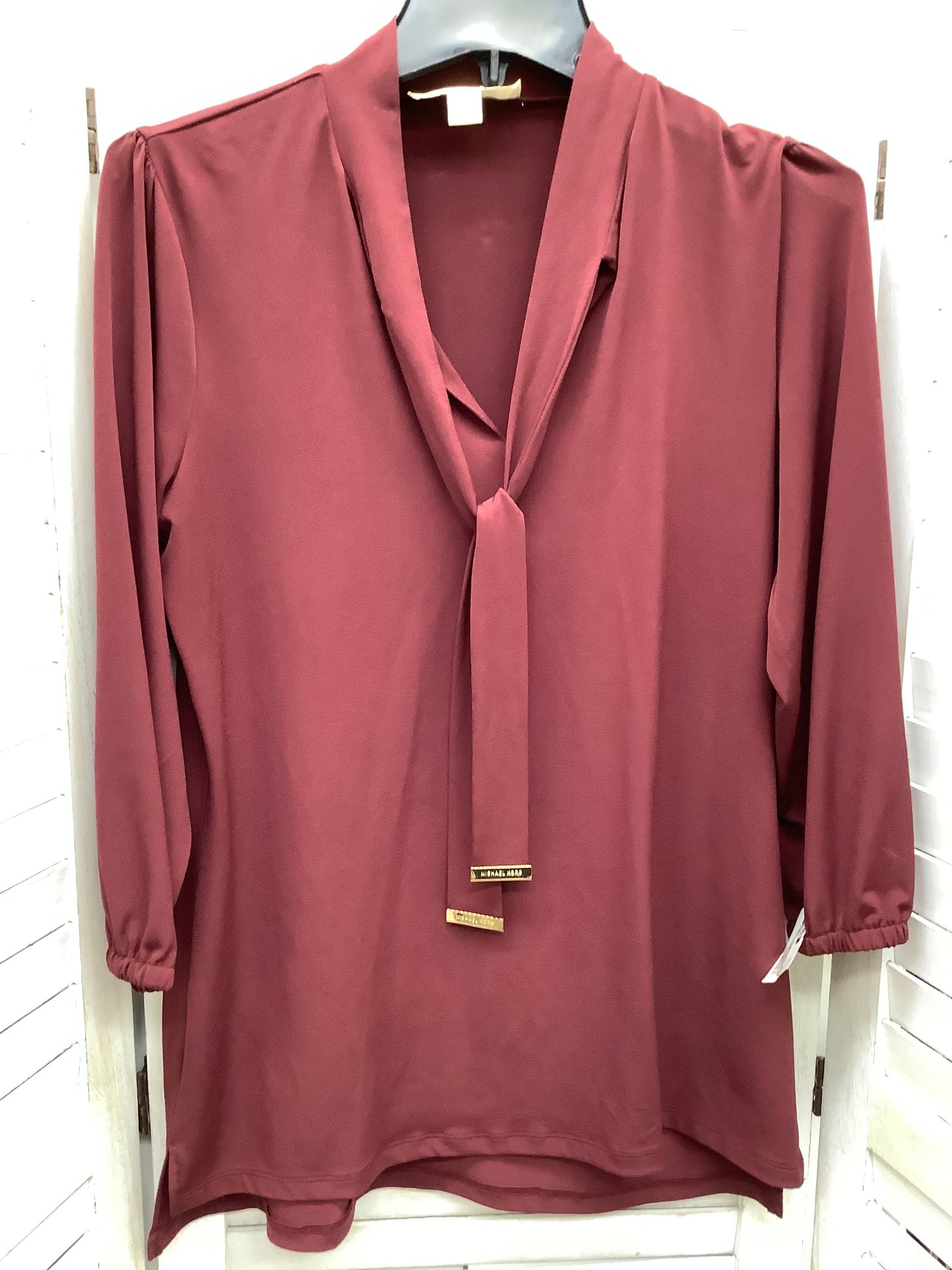 Maroon Top 3/4 Sleeve Basic Michael By Michael Kors, Size M