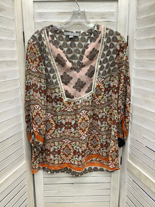 Multi-colored Tunic Long Sleeve Valerie Stevens, Size Xl