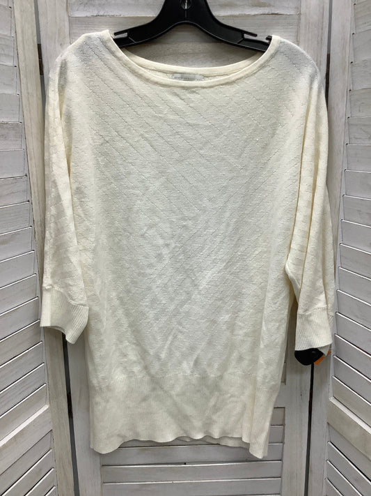 Cream Top 3/4 Sleeve Basic New York And Co, Size L