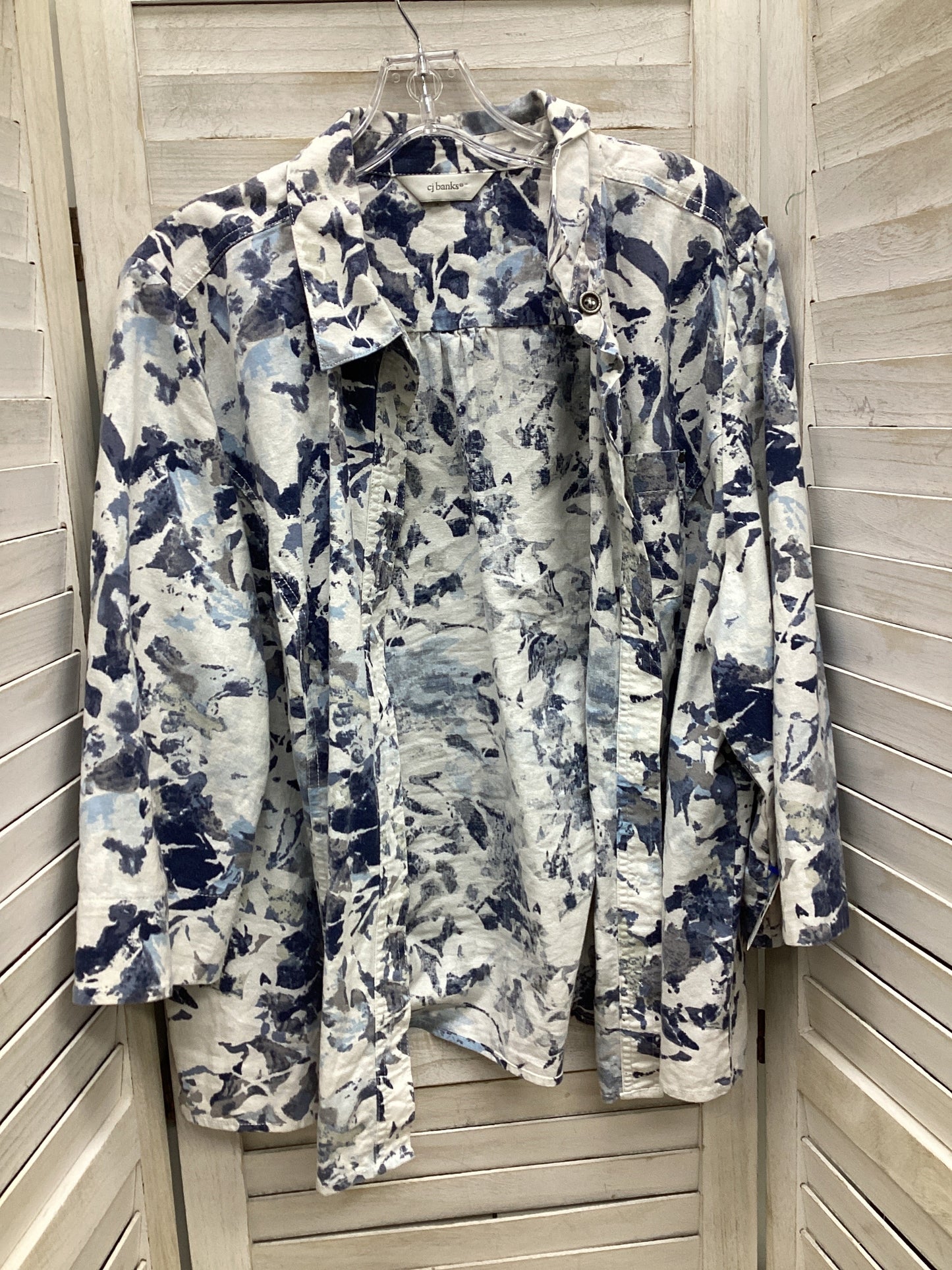 Jacket Shirt By Cj Banks In Blue White, Size: Xl