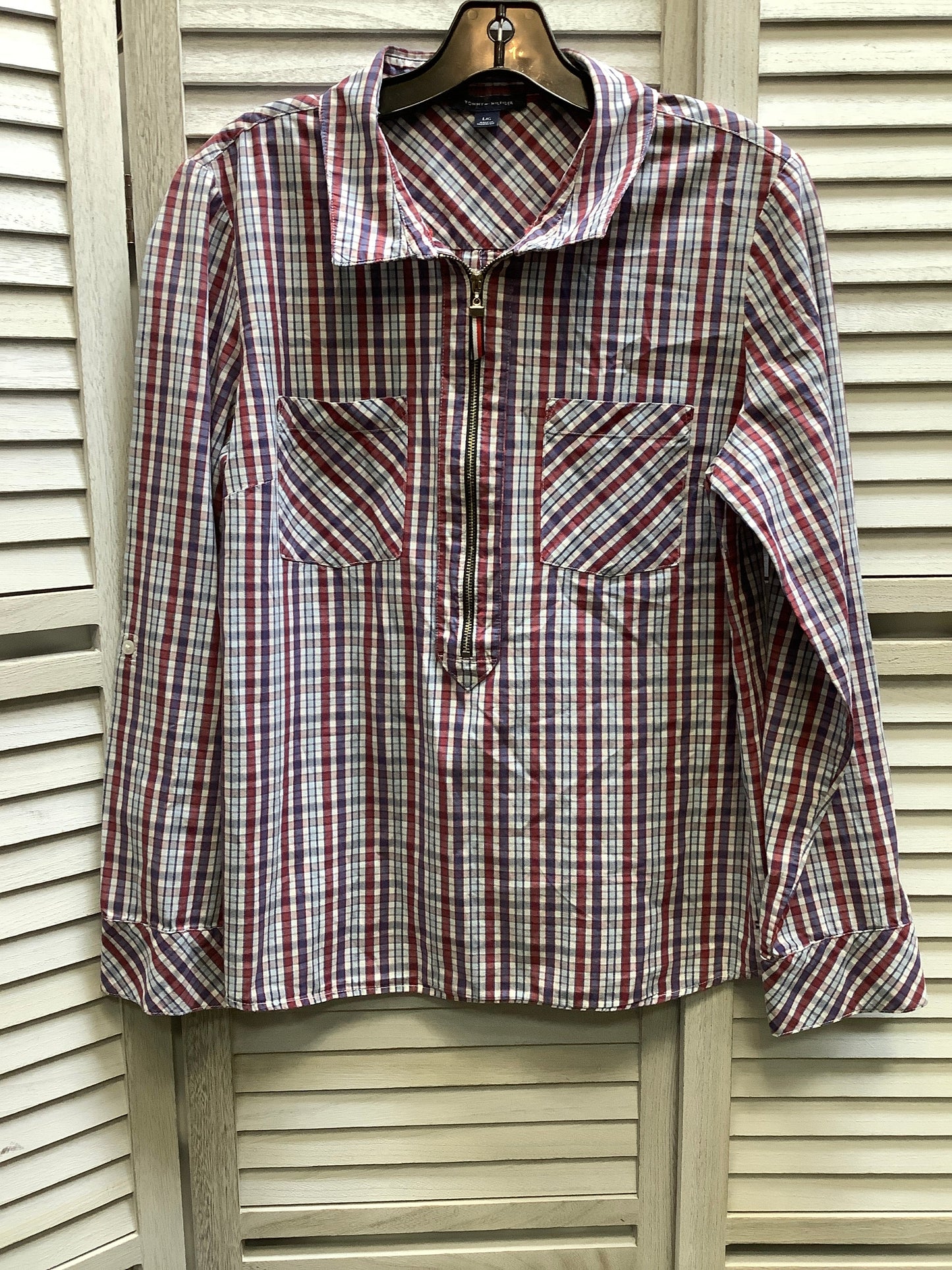 Plaid Pattern Top Long Sleeve Tommy Hilfiger, Size L