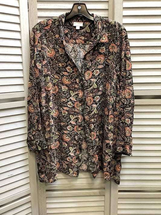 Floral Print Top Long Sleeve J. Jill, Size L