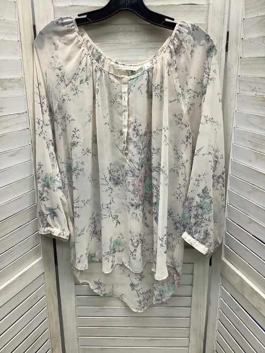 Floral Print Top 3/4 Sleeve Lc Lauren Conrad, Size Xl
