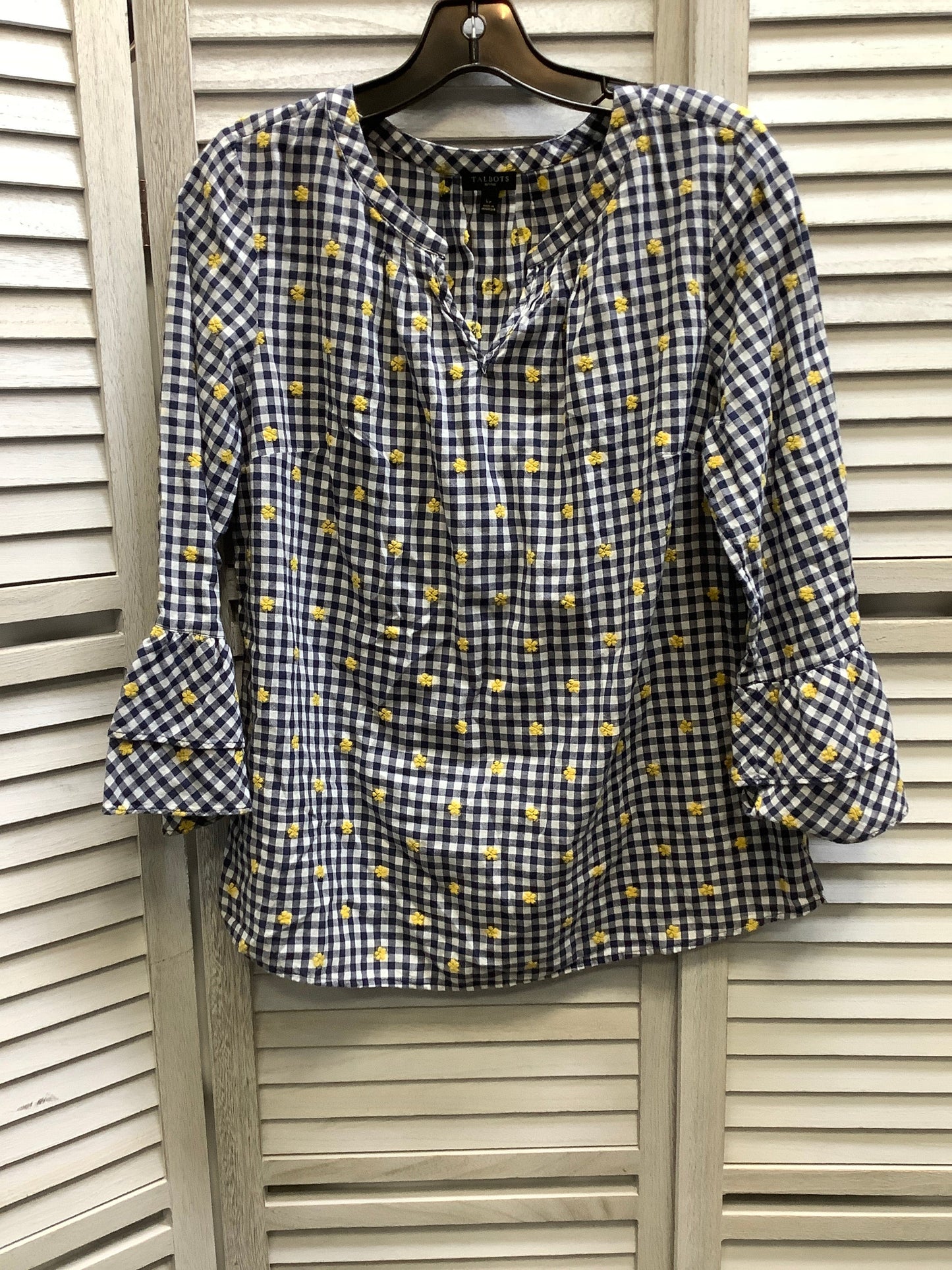 Plaid Pattern Top 3/4 Sleeve Talbots, Size L