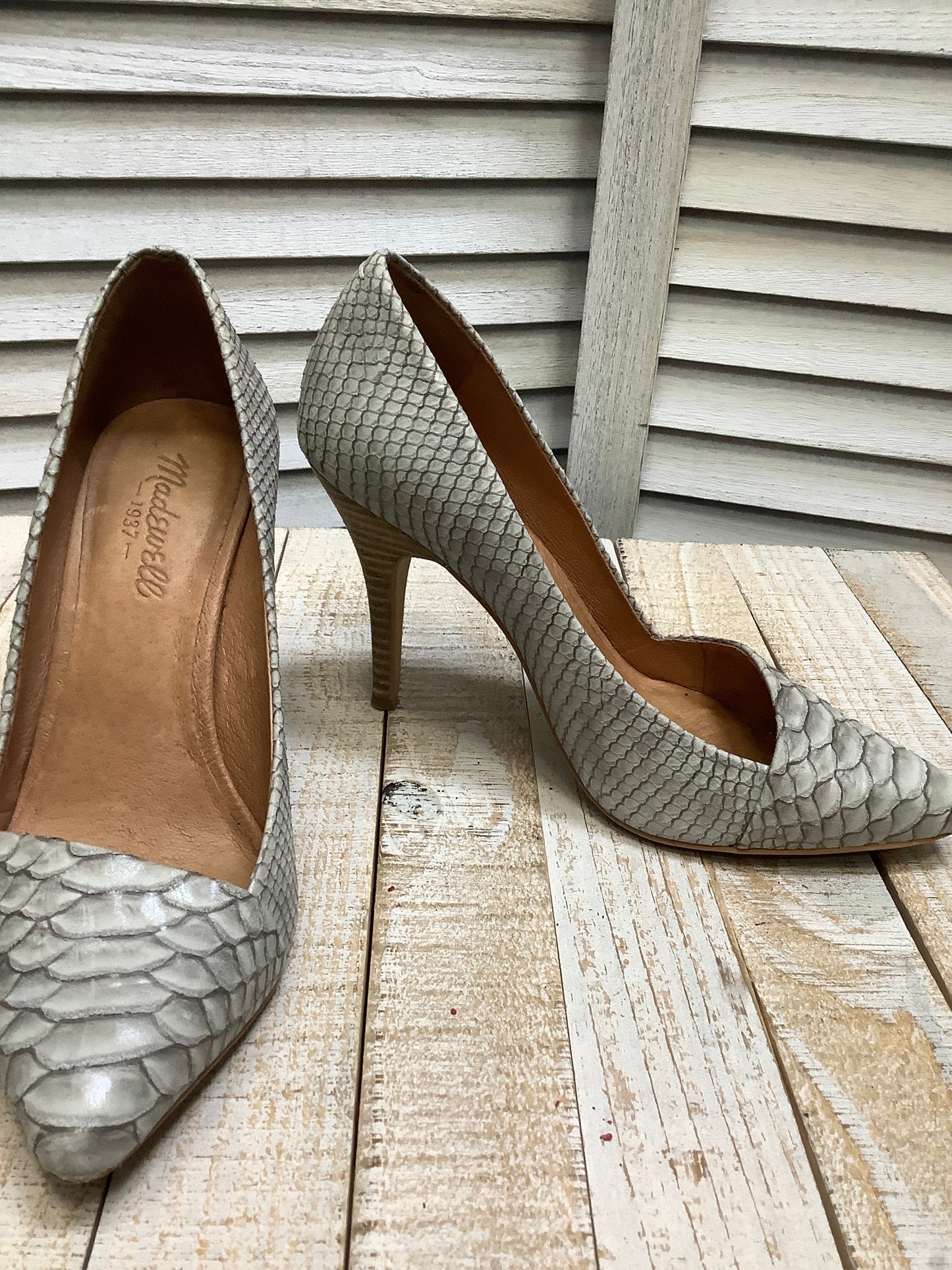 Snakeskin Print Shoes Heels Stiletto Madewell, Size 6.5