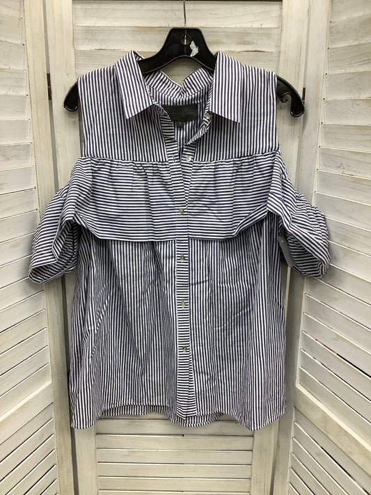 Striped Pattern Top Short Sleeve Sunday In Brooklyn, Size Xl