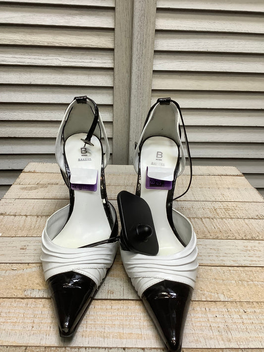 Black & White Shoes Heels Stiletto Bakers Shoes, Size 7.5