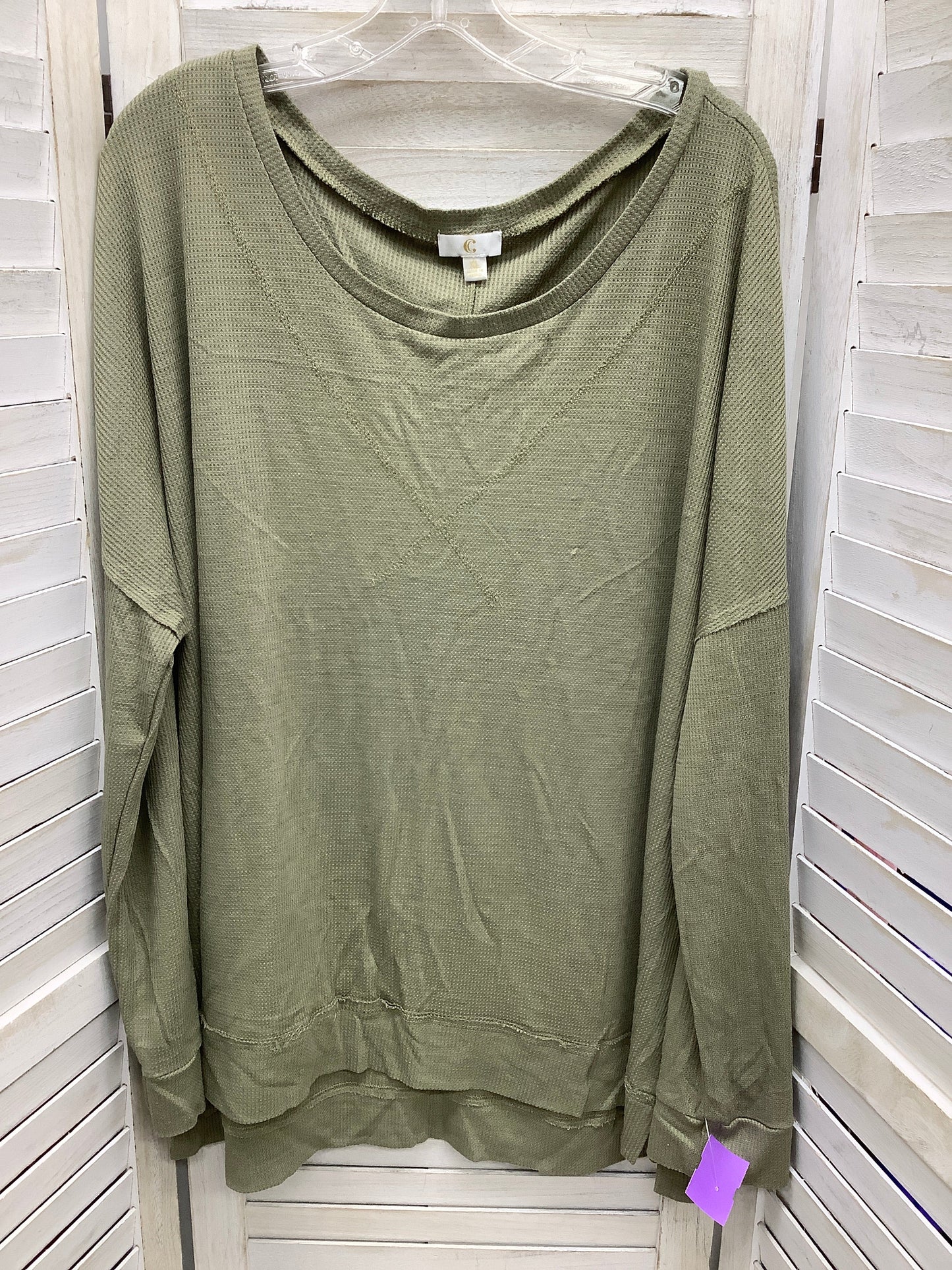 Green Top Long Sleeve Basic Cato, Size Xl
