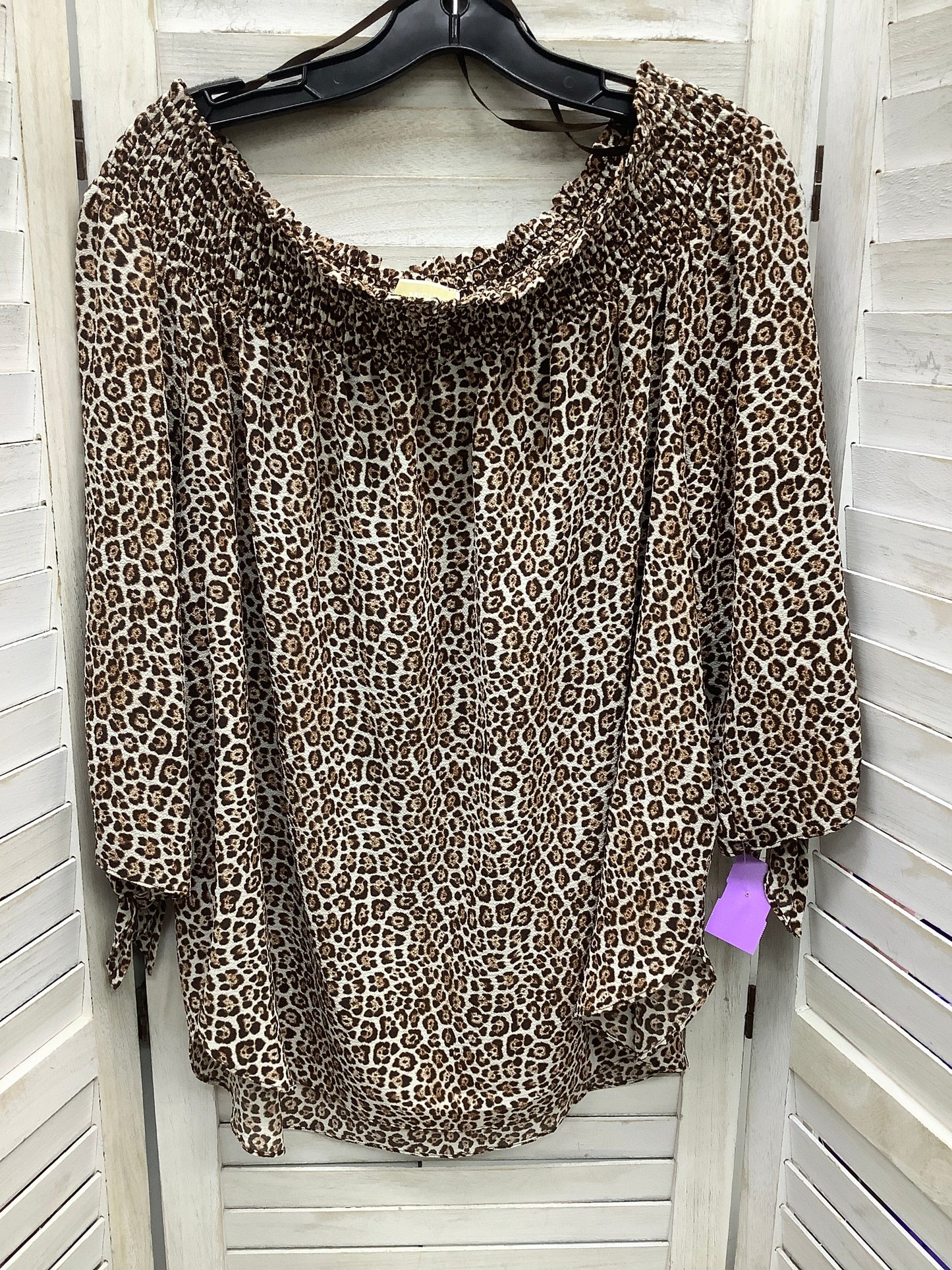 Animal Print Top Long Sleeve Michael By Michael Kors, Size Xl