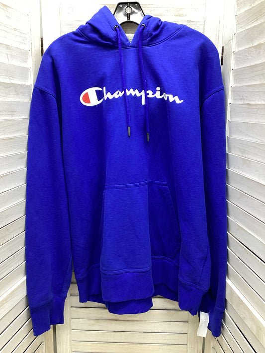 Sweatshirt Hoodie By Champion In Blue, Size: L