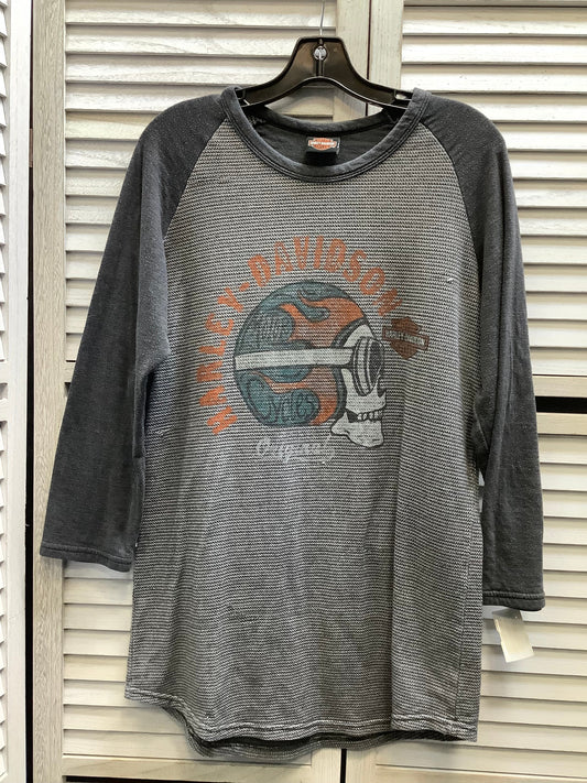 Top Long Sleeve By Harley Davidson In Grey, Size: Xl