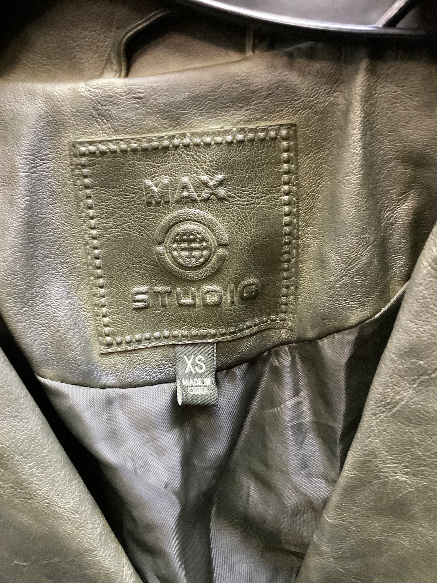 Jacket Leather By Max Studio In Green, Size: Xs