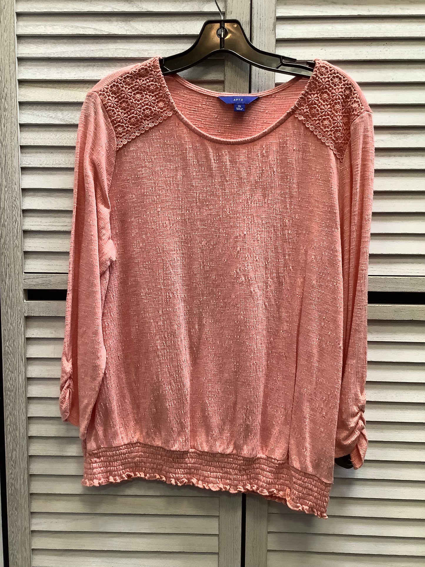 Top Long Sleeve By Apt 9 In Pink, Size: Xl