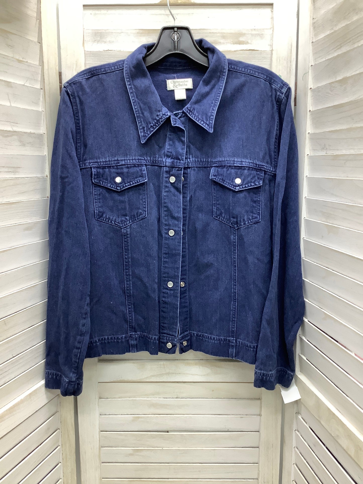 Jacket Denim By Christopher And Banks In Blue Denim, Size: Large