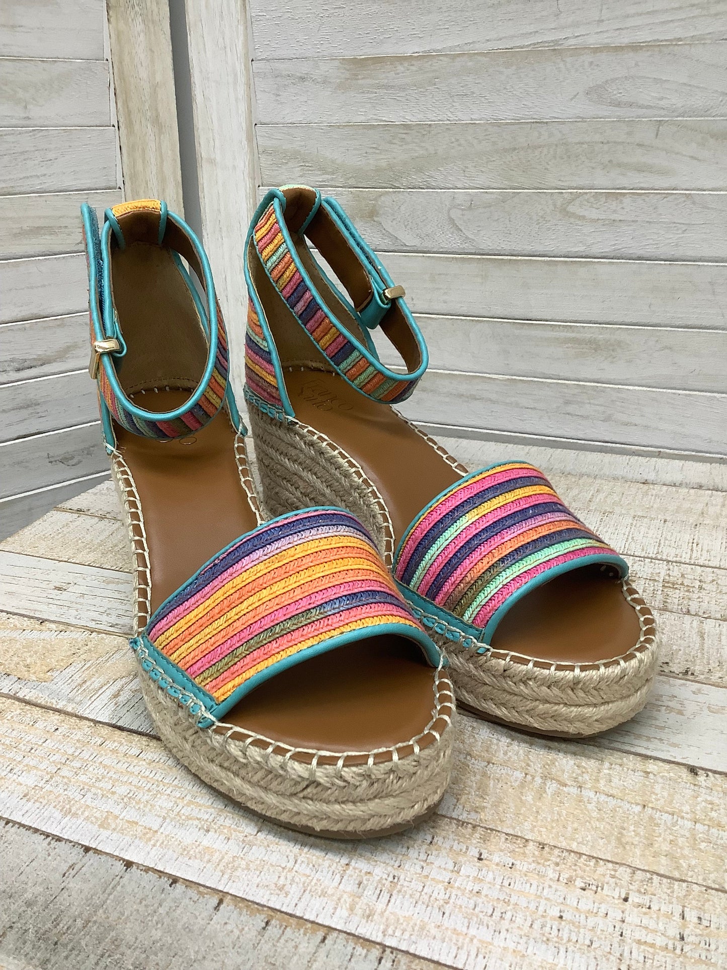 Sandals Heels Wedge By Franco Sarto In Multi-colored, Size: 10