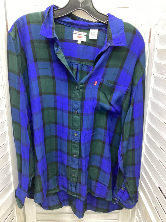 Top Long Sleeve By Levis In Plaid Pattern, Size: Xl