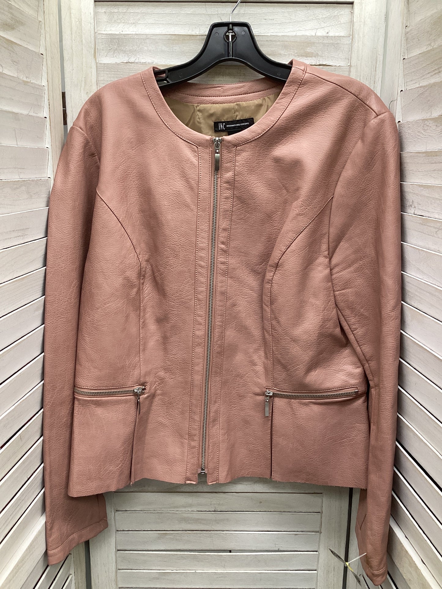 Jacket Leather By Inc In Pink, Size: Xl