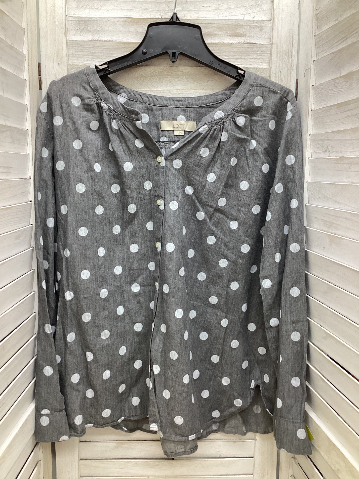 Top Long Sleeve By Loft In Polkadot Pattern, Size: L